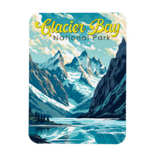 Glacier Bay National Park Illustratie Retro Magneet