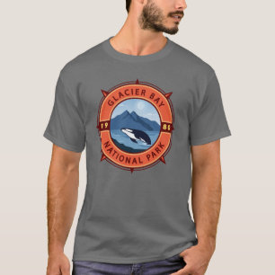 Glacier Bay National Park Orca Retro Compass T-shirt