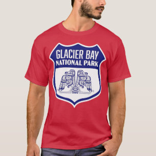 Glacier Bay National Park Retro Bird Shield Blauw T-shirt