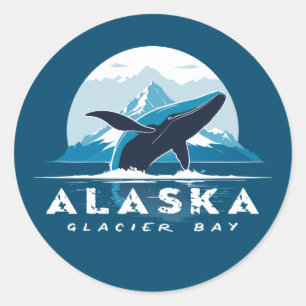 Glacier Bay Whale - Alaska Ronde Sticker