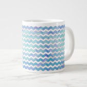 Glacier Blue Chevron Pattern Extra Grote Mok (Voorkant rechts)
