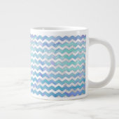 Glacier Blue Chevron Pattern Extra Grote Mok (Rechts)
