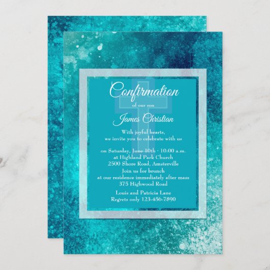 Glacier Blue Invitation religieuse (Devant / Derrière)