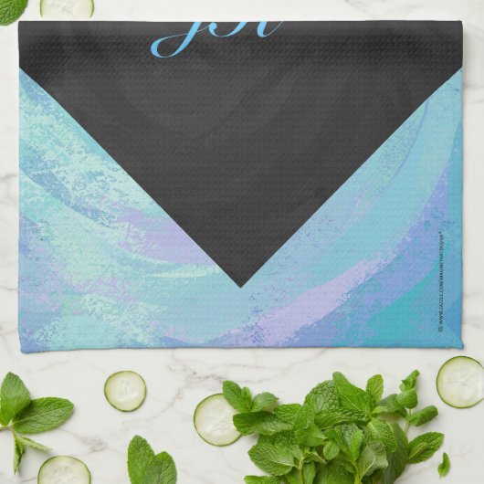 Glacier Blue Monogram Theedoek (Gevouwen)