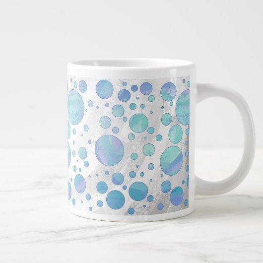 Glacier Blue Polka Dot Pattern Extra Grote Mok (Rechts)