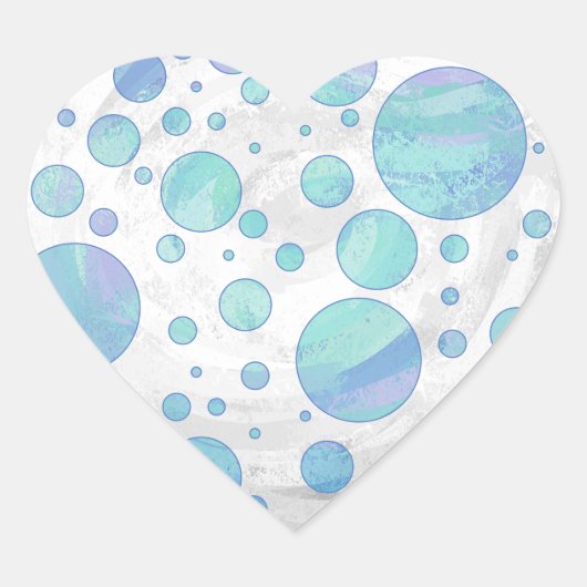 Glacier Blue Polka Dot Pattern Hart Sticker (Voorkant)
