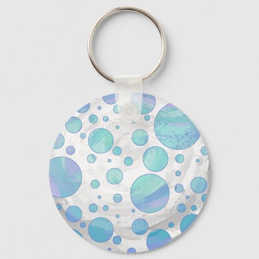 Glacier Blue Polka Dot Pattern Sleutelhanger (Voorkant)