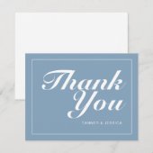 Glacier Blue & White Modern Minimalist Wedding Bedankkaart (Voorkant / Achterkant)
