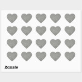 Glacier Grey met faux Glitter Hart Sticker (Vel)