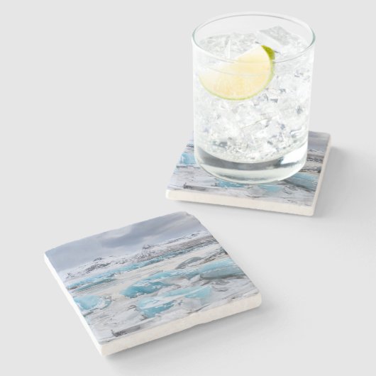 Glacier Ice-landschap, IJsland Stenen Onderzetter (Zijkant)