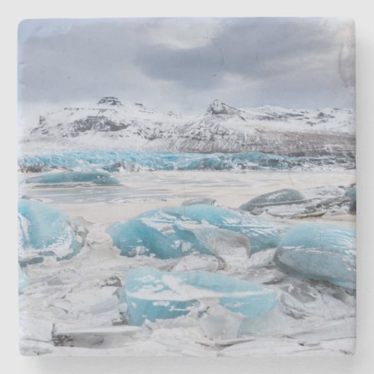 Glacier Ice-landschap, IJsland Stenen Onderzetter (Voorkant)