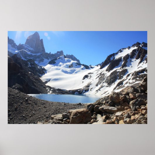 Glacier Lake nabar Mount Fitz Roy Poster (Voorkant)