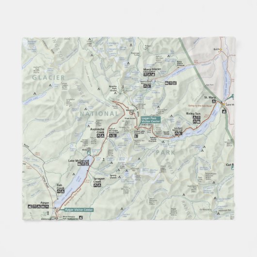 Glacier (Montana) kaart fleece blanket (Voorkant (Horizontaal))