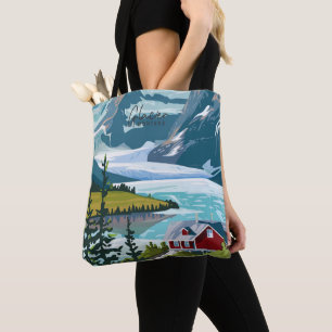 Glacier Montana US Kunst Reizen Illustratie Draagtas
