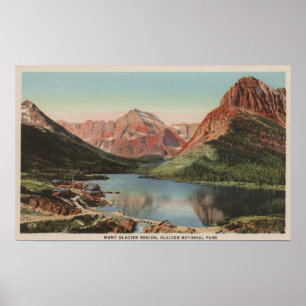 Glacier, MT - Uitzicht van de regio Veel gletsjers Poster