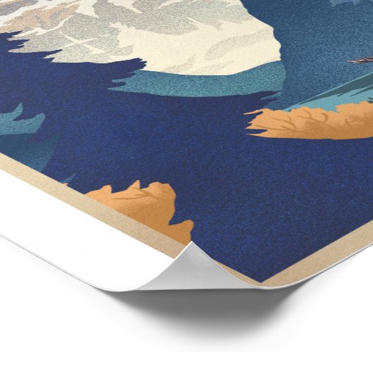 Glacier Nationaal Park Litho Kunstwerk Poster (Hoek)