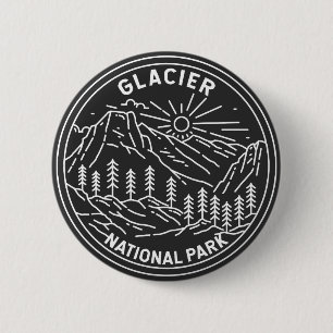 Glacier Nationaal Park Montana Monoline Ronde Button 5,7 Cm