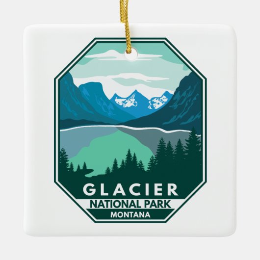 Glacier Nationaal Park Montana Retro Emblem Keramisch Ornament (Voorkant)