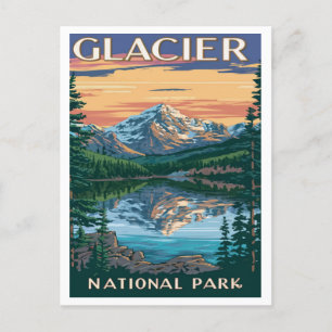 Glacier Nationaal Park Montana Waterverf Schilderi Briefkaart