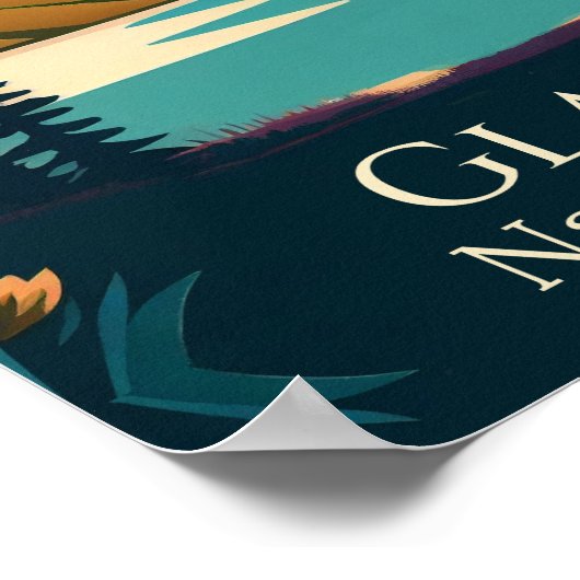 Glacier National Park Hedendaags Ontwerp Poster (Hoek)