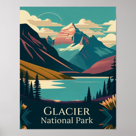 Glacier National Park Hedendaags Ontwerp Poster (Voorkant)