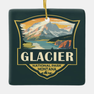 Glacier National Park Illustratie Reizen Keramisch Ornament