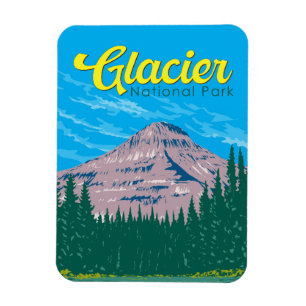 Glacier National Park Illustratie Reizen  Magneet