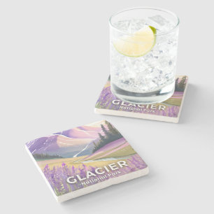 Glacier National Park Lentelavendel aquarel Stenen Onderzetter