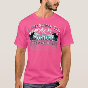 Glacier National Park Montana Hiking Moose Camping T-shirt