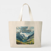 Glacier National Park Montana Lake Retro Grote Tote Bag (Achterkant)