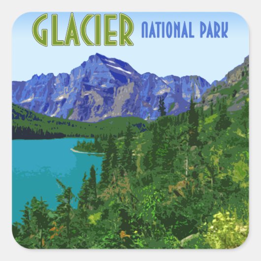 Glacier National Park Montana  Vierkante Sticker (Voorkant)