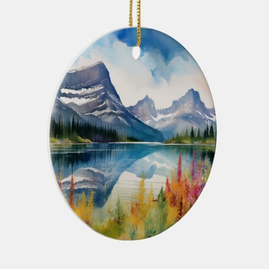 Glacier National Park Montana Waterverf Keramisch Ornament (Rechts)