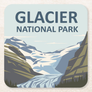 Glacier National Park Reis Kunst Vierkante Kartonnen Onderzetter