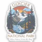 Glacier National Park Retro Mountain  Sticker (Voorkant)