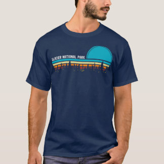 Glacier National Park  Retro Sunset Forest T-shirt