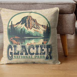 Glacier National Park Retro vignet Kussen