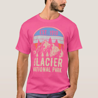 Glacier National Park Retro zonsondergang Montana T-shirt