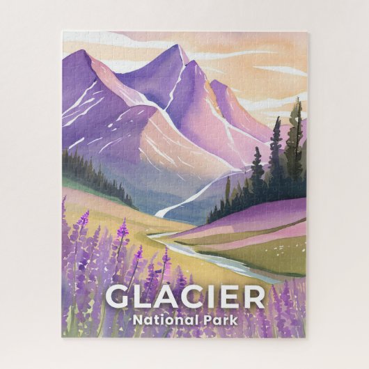 Glacier National Park | Spring Lavender Watercolor Legpuzzel (Verticaal)