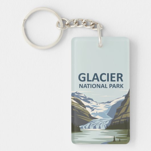 Glacier National Park Travel Art Sleutelhanger (Voorkant)