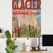Glacier National Park vintage-poster. Poster (Thuiskantoor)