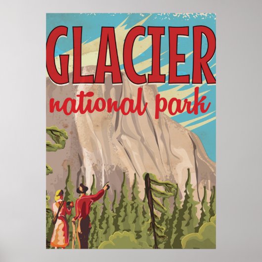 Glacier National Park vintage-poster. Poster (Voorkant)