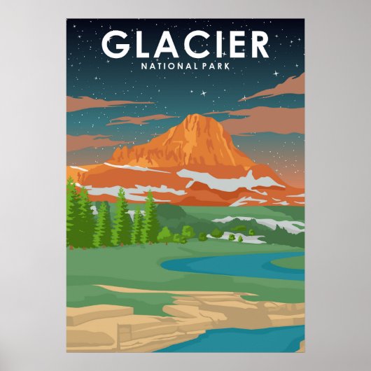Glacier National Park Vintage Travel Poster (Devant)