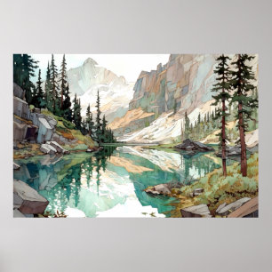 Glacier National Park Waterverf Poster