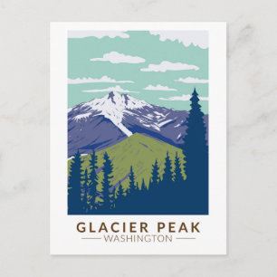 Glacier Peak Washington Travel Art Vintage Briefkaart