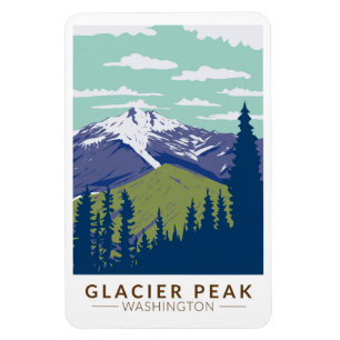Glacier Peak Washington Travel Art Vintage Magneet