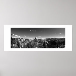Glacier Point Yosemite Black en White Panoramic Poster