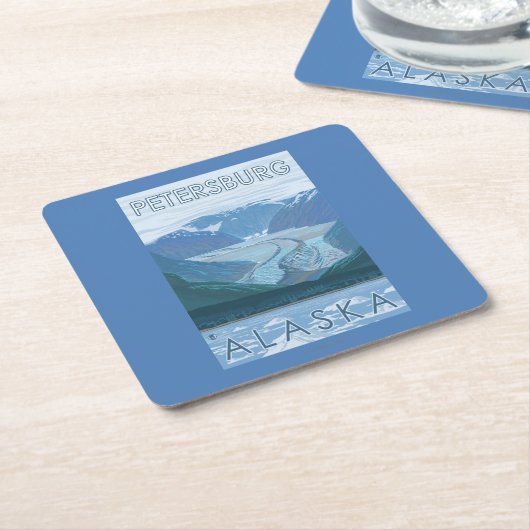 Glacier Scene - Petersburg, Alaska Vierkante Kartonnen Onderzetter (Schuin)
