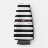 Glacière de bouteille à rayures noir et blanc pers (Devant)