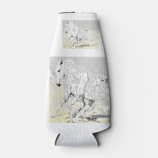 Glacière de bouteille de mousse : Stallion blanc (Devant)