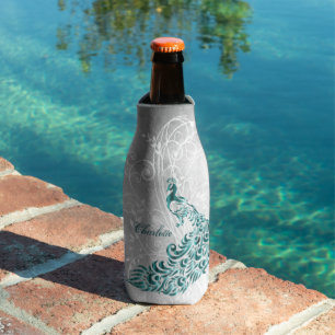 Glacière de bouteille personnalisée Peacock turq